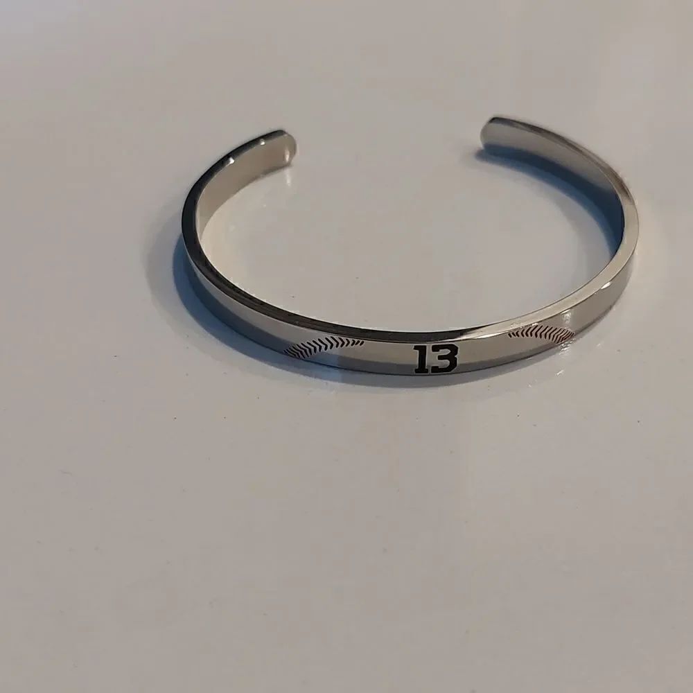 Ronald Acuña Jr. Fan Baseball ATL Bracelet Silver Metal Adjustable Sizing